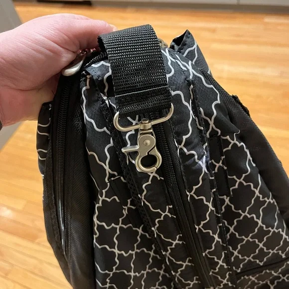 Ladies Printed Pickleball Sling Bag -black Pattern Designed For Pickleball e21 - Picture 5 of 6